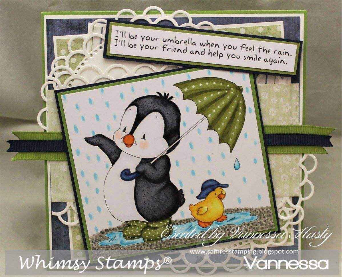 Penguin's Rainy Day - Digital Stamp