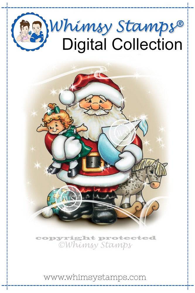 santa-with-toys-digital-stamp-whimsy-stamps for Free Printable 3d Christmas Decoupage Sheets Santa with Toys - Digital Stamp | Whimsy Stamps for Free Printable 3d Christmas Decoupage Sheets