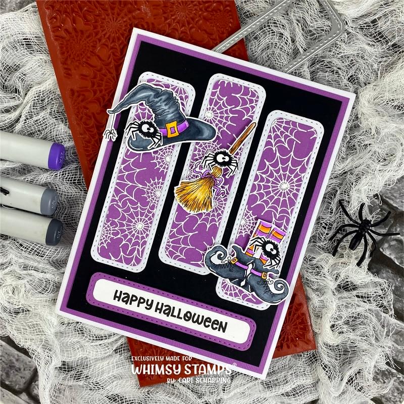 **NEW Slimline Spider Webs Background Rubber Cling Stamp - Whimsy Stamps