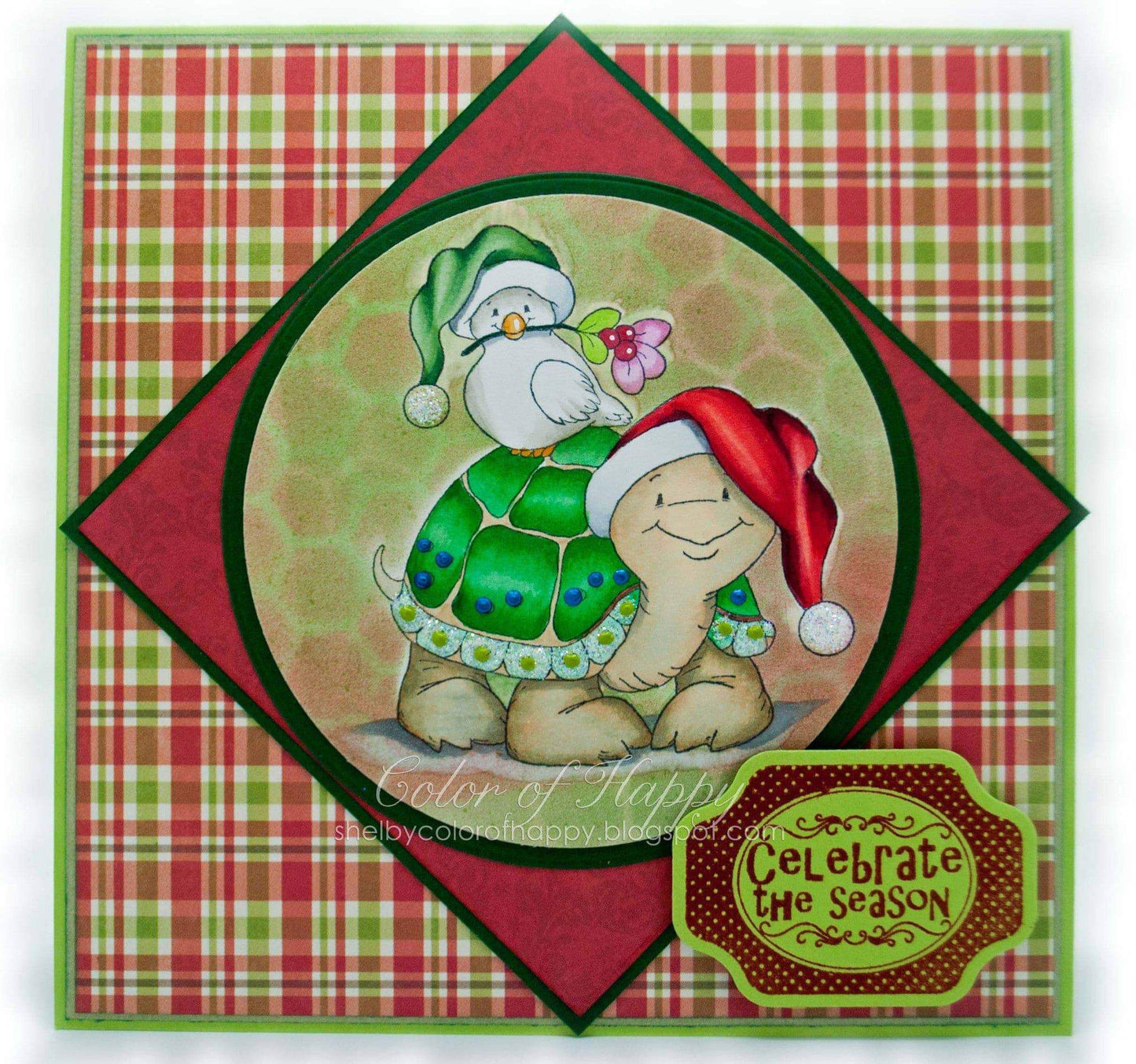 Christmas Turtle & Dove - Digital Stamp - Whimsy Stamps