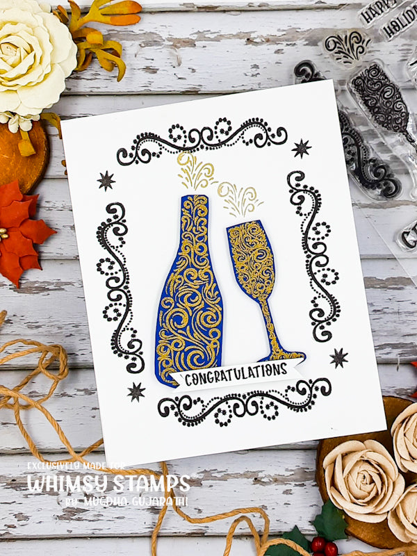 *NEW Celebrate Champagne Clear Stamps - Whimsy Stamps