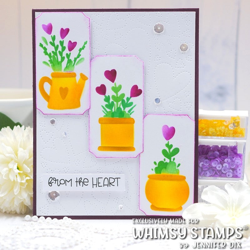 Planted Hearts Layering Stencil - Whimsy Stamps