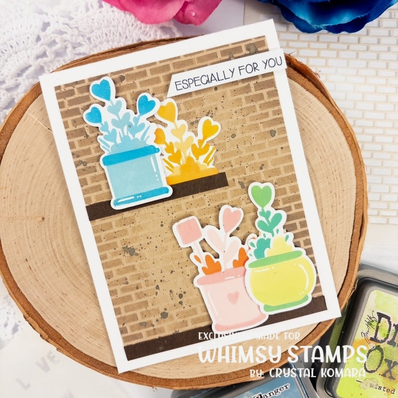 Planted Hearts Layering Stencil - Whimsy Stamps