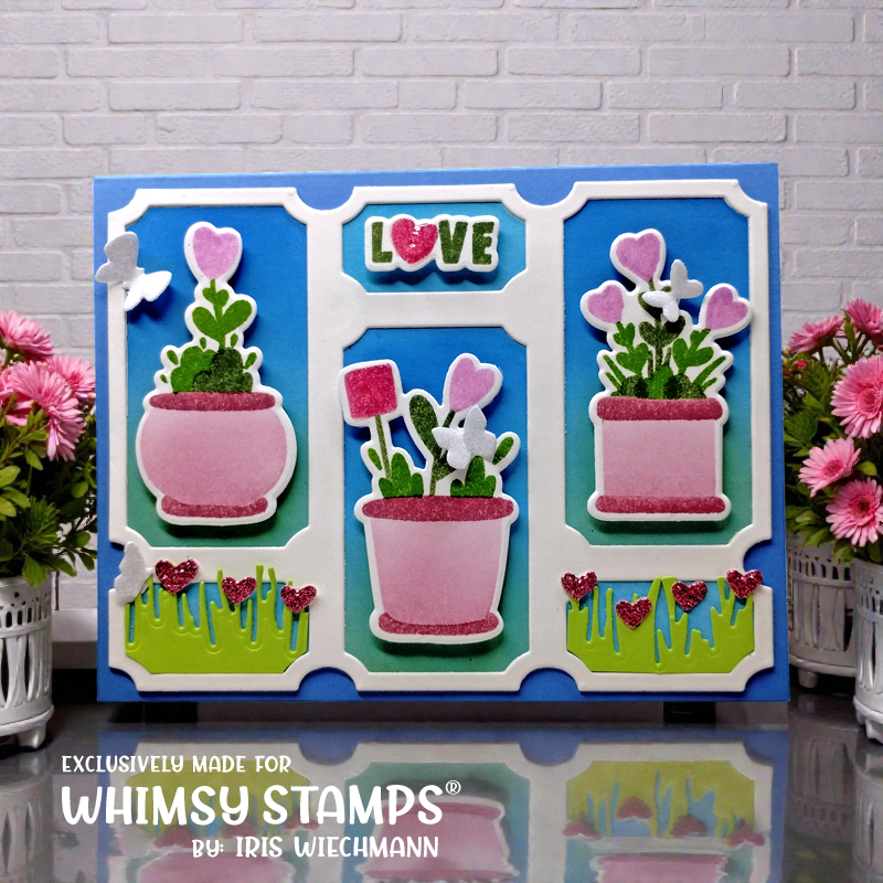 Planted Hearts Layering Stencil - Whimsy Stamps
