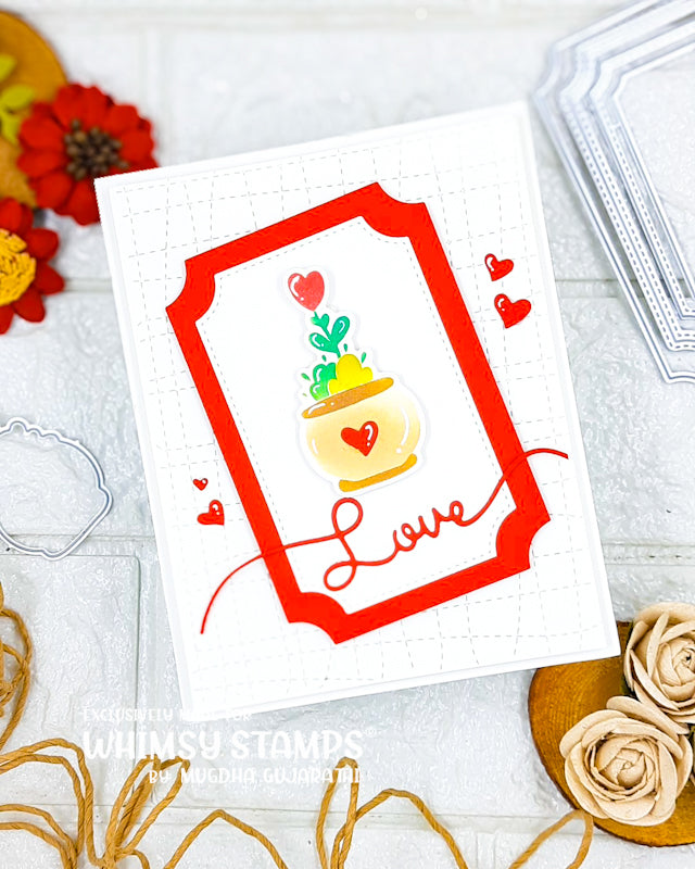 Planted Hearts Layering Stencil - Whimsy Stamps
