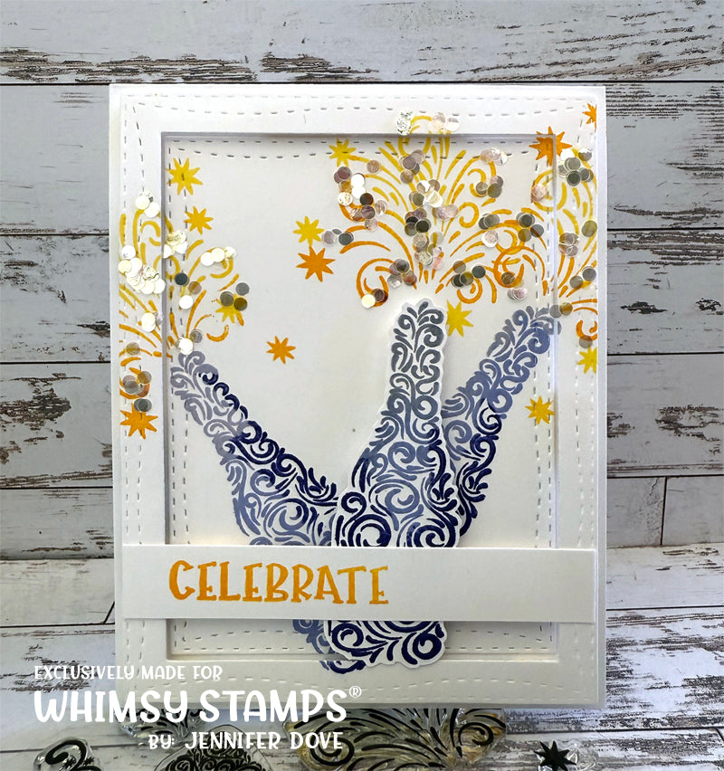*NEW Celebrate Champagne Clear Stamps - Whimsy Stamps