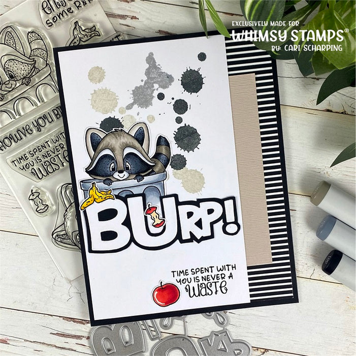 **NEW Raccoon How've You Bin Clear Stamps - Whimsy Stamps