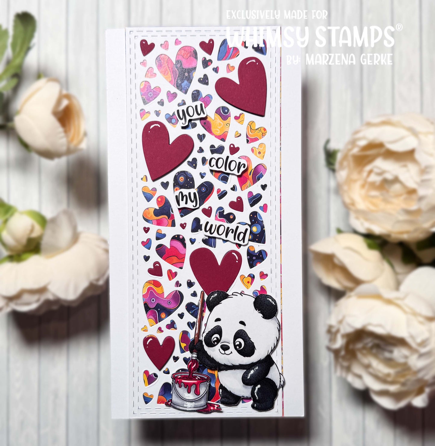 Slimline Hearts Background Die