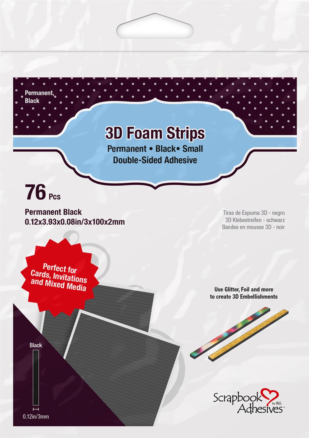 3D Foam Strips Black - Whimsy Stamps