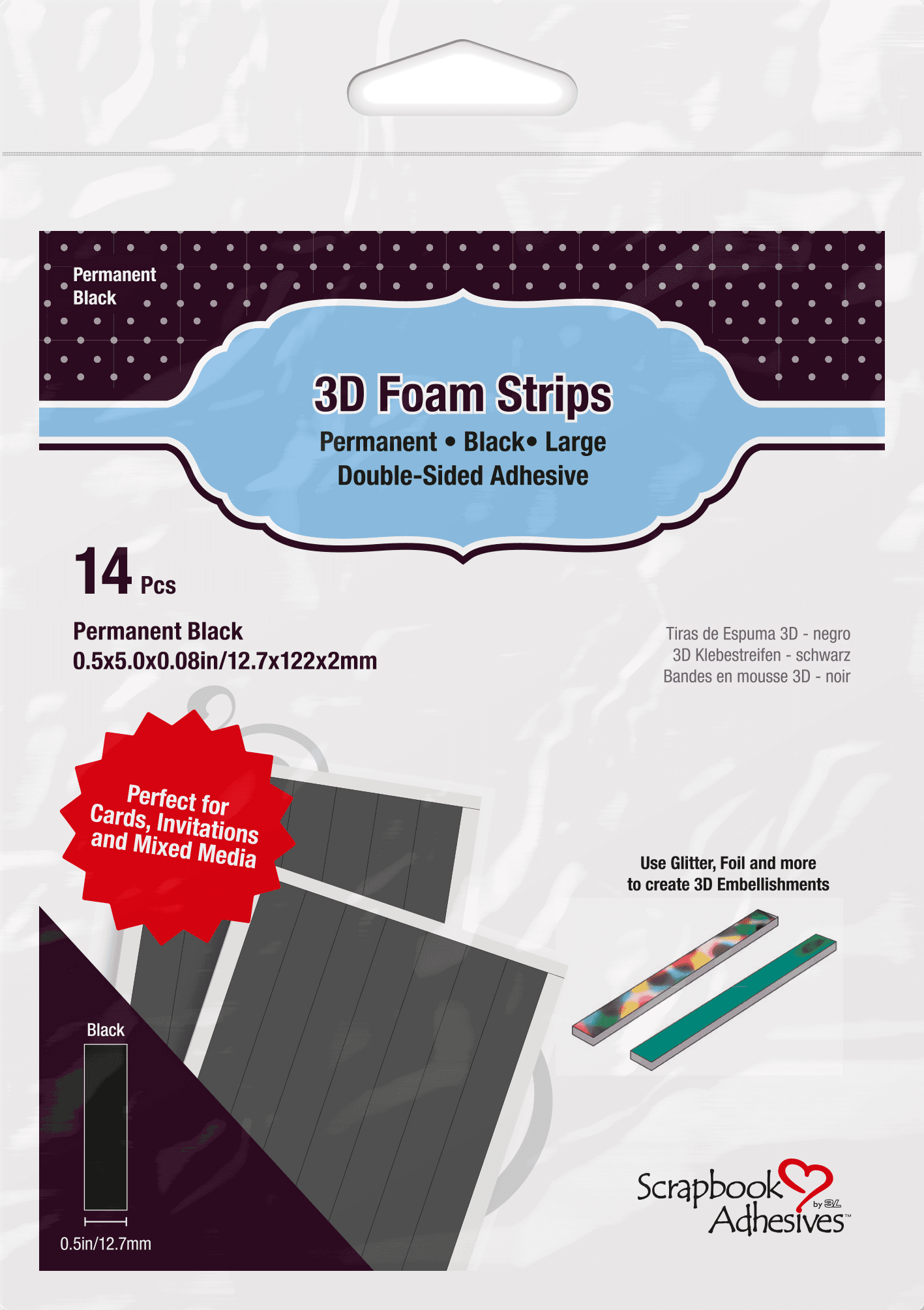 3D Foam Strips Large Black - Whimsy Stamps