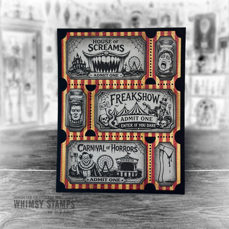 Creepy Carnival Freakshow Tickets Clear Stamps
