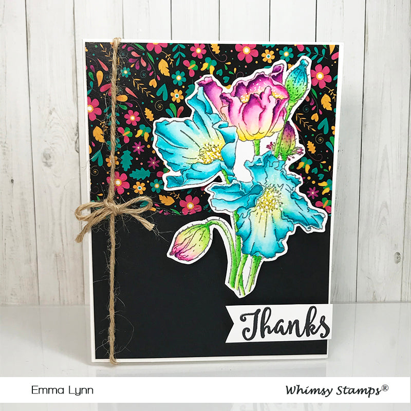 Himalayan Poppy Rubber Cling Stamp - Whimsy Stamps