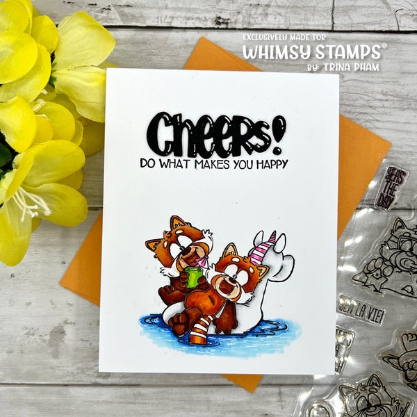 **NEW Red Panda Beach Clear Stamps - Whimsy Stamps