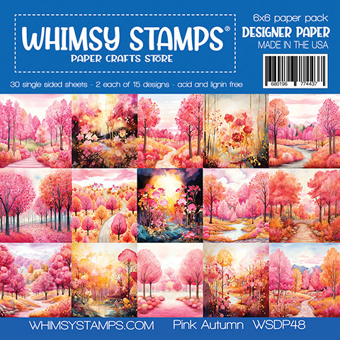 6x6 Paper Pack - Pink Autumn - Whimsy Stamps