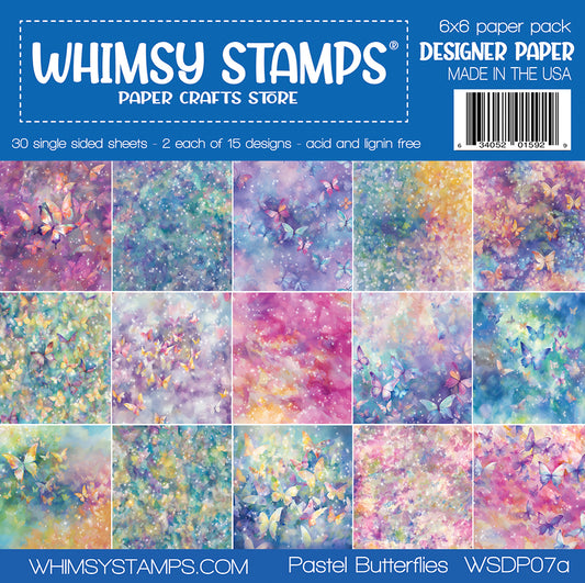 *NEW 6x6 Paper Pack - Pastel Butterflies - Whimsy Stamps