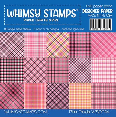 **NEW 6x6 Paper Pack - Pink Plaids - Whimsy Stamps