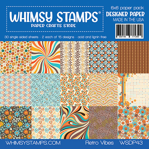 **NEW 6x6 Paper Pack - Retro Vibes - Whimsy Stamps