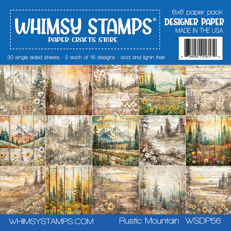 *NEW 6x6 Paper Pack - Rustic Mountain - Whimsy Stamps
