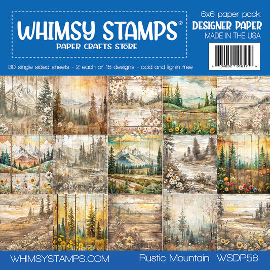 *NEW 6x6 Paper Pack - Rustic Mountain - Whimsy Stamps