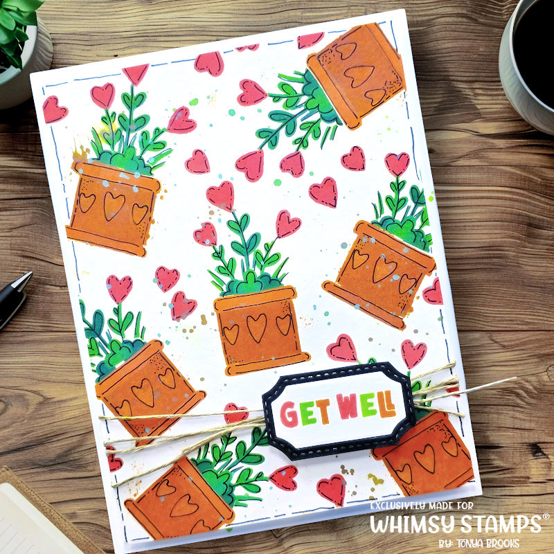 Planted Hearts Layering Stencil - Whimsy Stamps