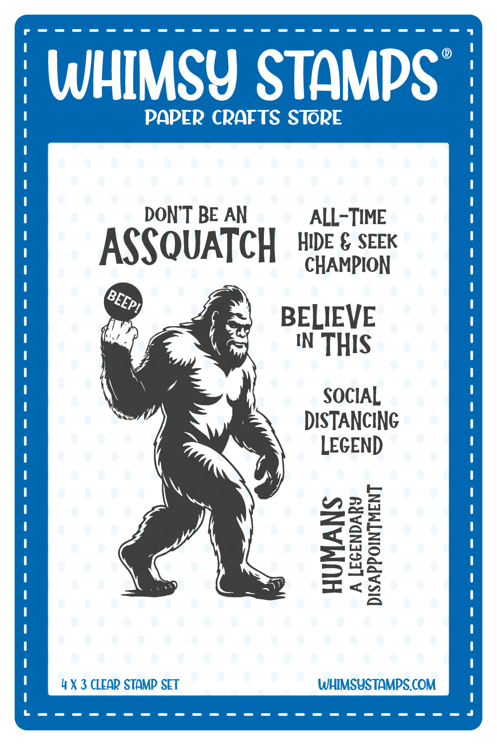 Big Foot Assquatch Clear Stamps - Whimsy Stamps