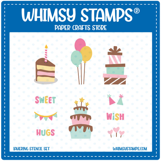 Birthday Wish Layering Stencil - Whimsy Stamps