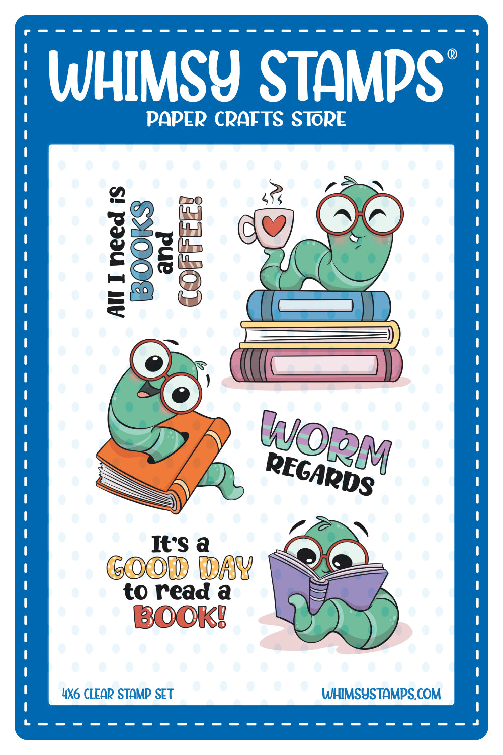 Bookworm Clear Stamps - Whimsy Stamps
