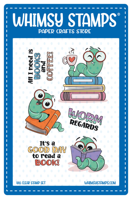 Bookworm Clear Stamps - Whimsy Stamps