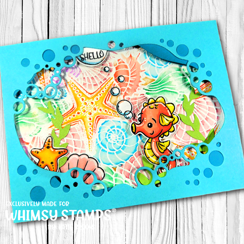 Seashell Background Rubber Cling Stamp - Whimsy Stamps