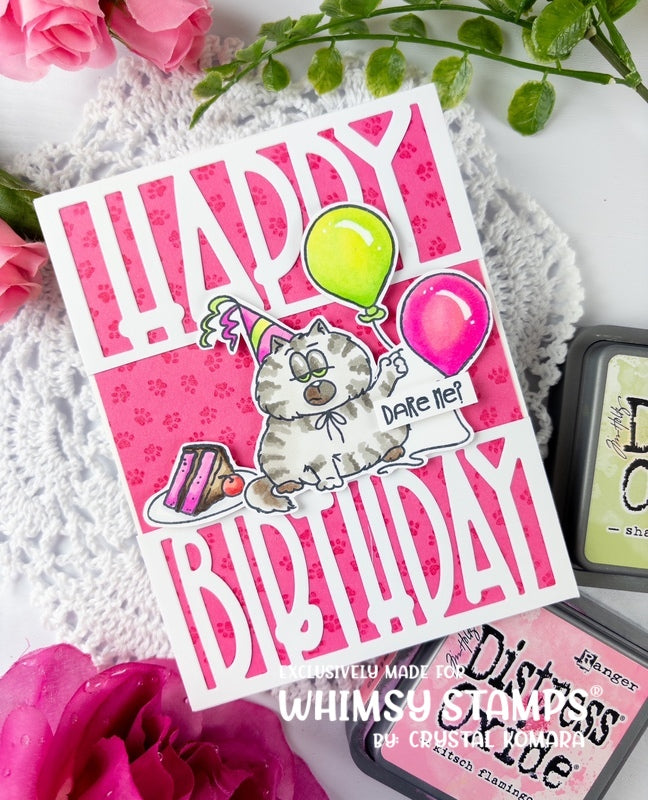 Cat Me-Wow Birthday Clear Stamps - Whimsy Stamps