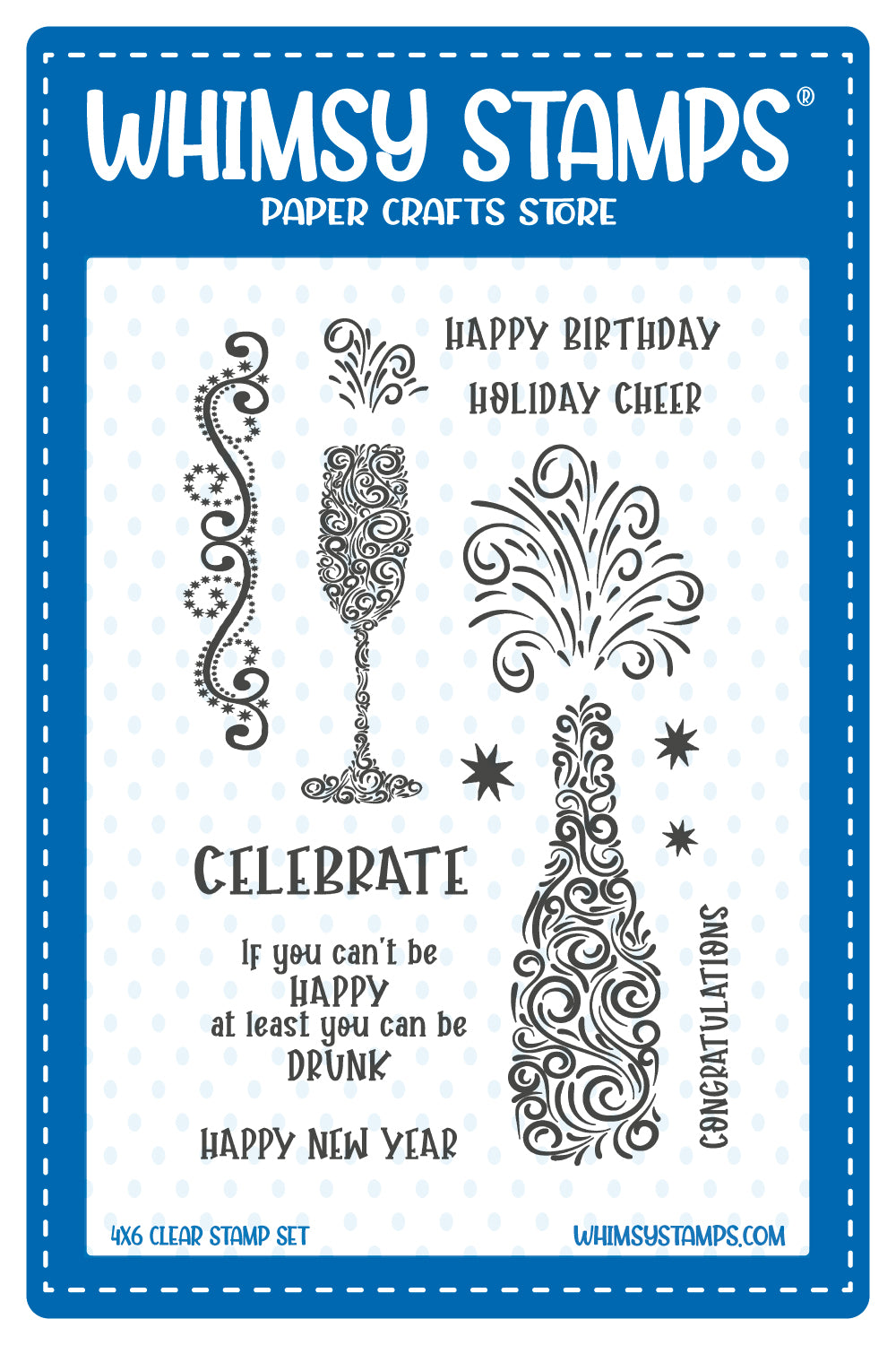 *NEW Celebrate Champagne Clear Stamps - Whimsy Stamps