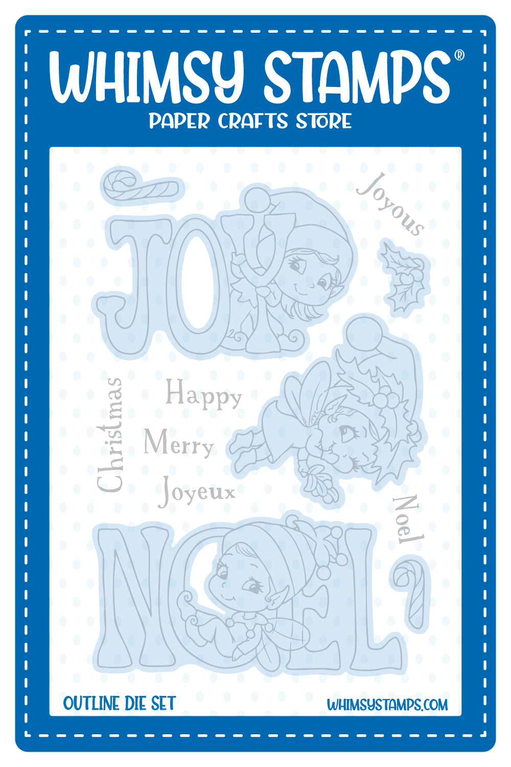 *NEW Christmas Greetings Fairies Outline Die Set - Whimsy Stamps