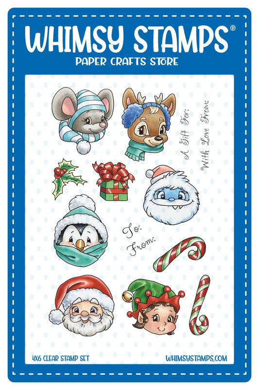 Christmas Rabbit Stamp Christmas Bunny Kisses - Digital Stamp | Whimsy Stamps