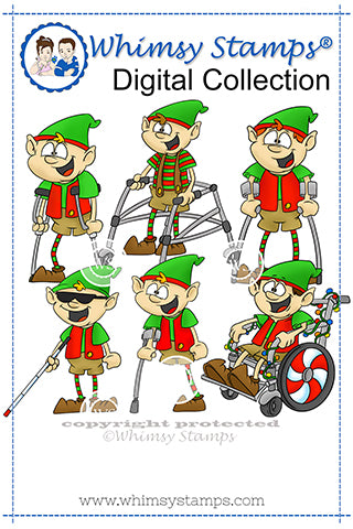 Christmas Elf Boy - Digital Stamp Set - Whimsy Stamps