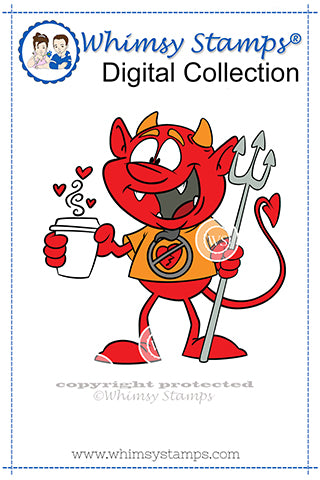 Coffee Devil - Digital Stamp - Whimsy Stamps
