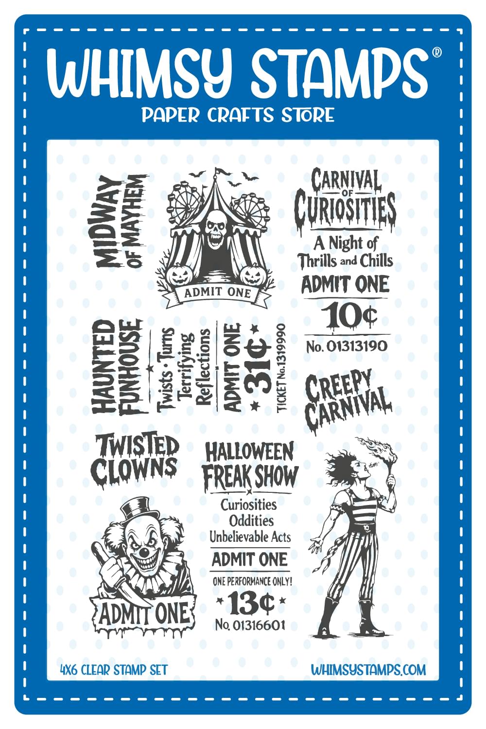Creepy Carnival Midway Tickets Clear Stamps - Whimsy Stamps