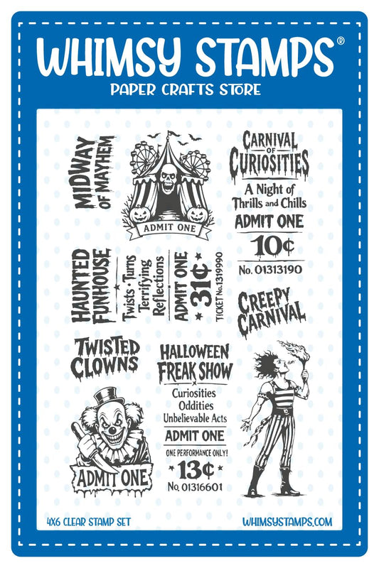 Creepy Carnival Midway Tickets Clear Stamps - Whimsy Stamps