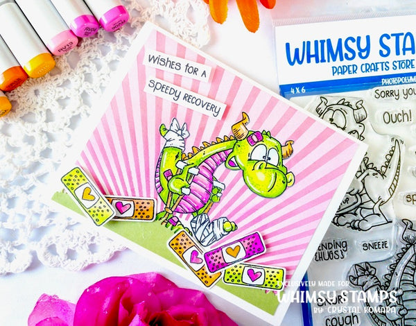 **NEW Get Well Dragons - NoFuss Masks - Whimsy Stamps