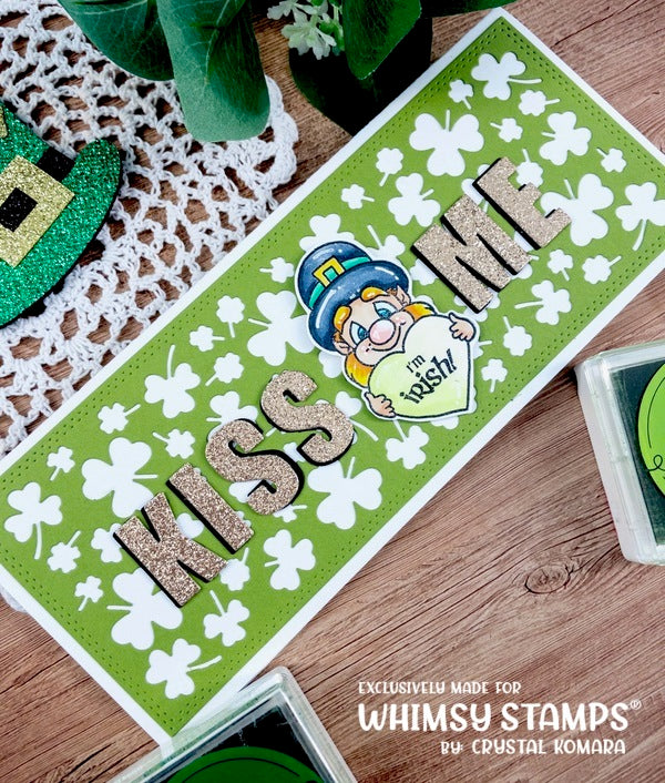 Slimline Shamrocks Background Die - Whimsy Stamps