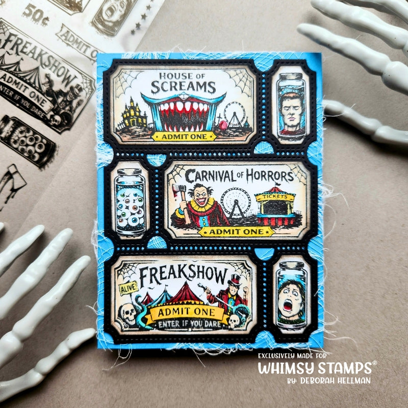 Creepy Carnival Freakshow Tickets Clear Stamps
