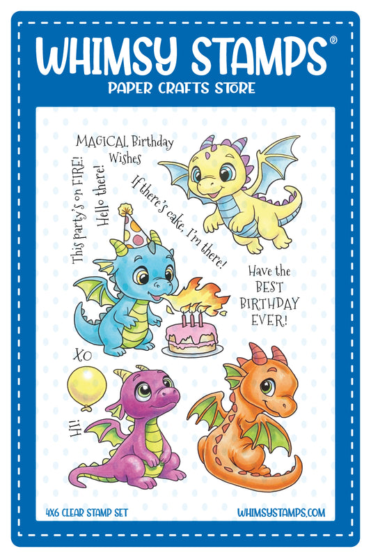 Dragon Birthdays Clear Stamps - Whimsy Stamps
