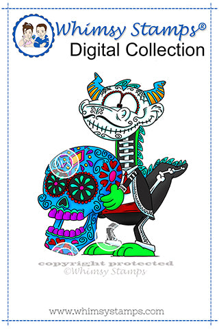 Dudley Sugar Skull - Digital Stamp - Whimsy Stamps
