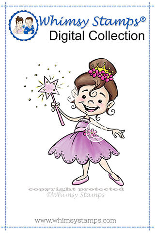 Fairy Princess Girl - Digital Stamp - Whimsy Stamps