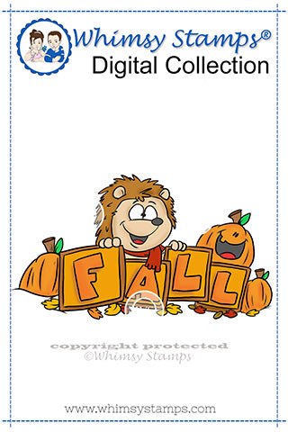 Fall Hedgehog - Digital Stamp - Whimsy Stamps