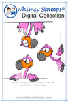 Funny Flamingos - Digital Stamp - Whimsy Stamps