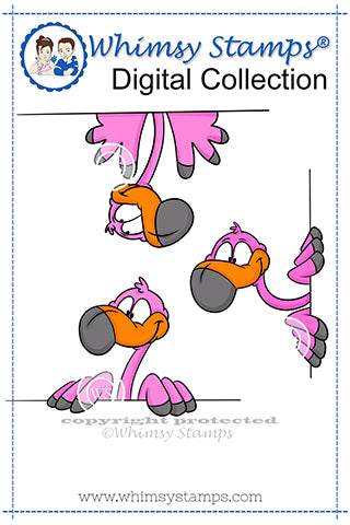 Funny Flamingos - Digital Stamp - Whimsy Stamps