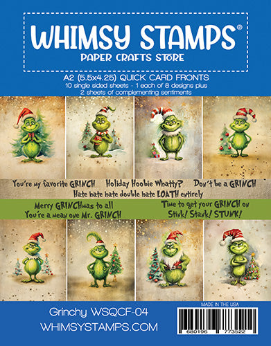 **NEW Quick Card Fronts - A2 Grinchy - Whimsy Stamps
