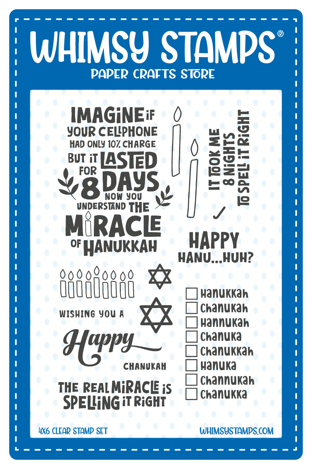 *NEW Hanukkah Miracle Clear Stamps - Whimsy Stamps