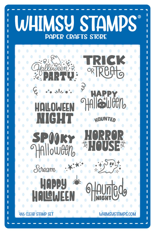 *NEW Haunted Night Sentiments Clear Stamps - Whimsy Stamps