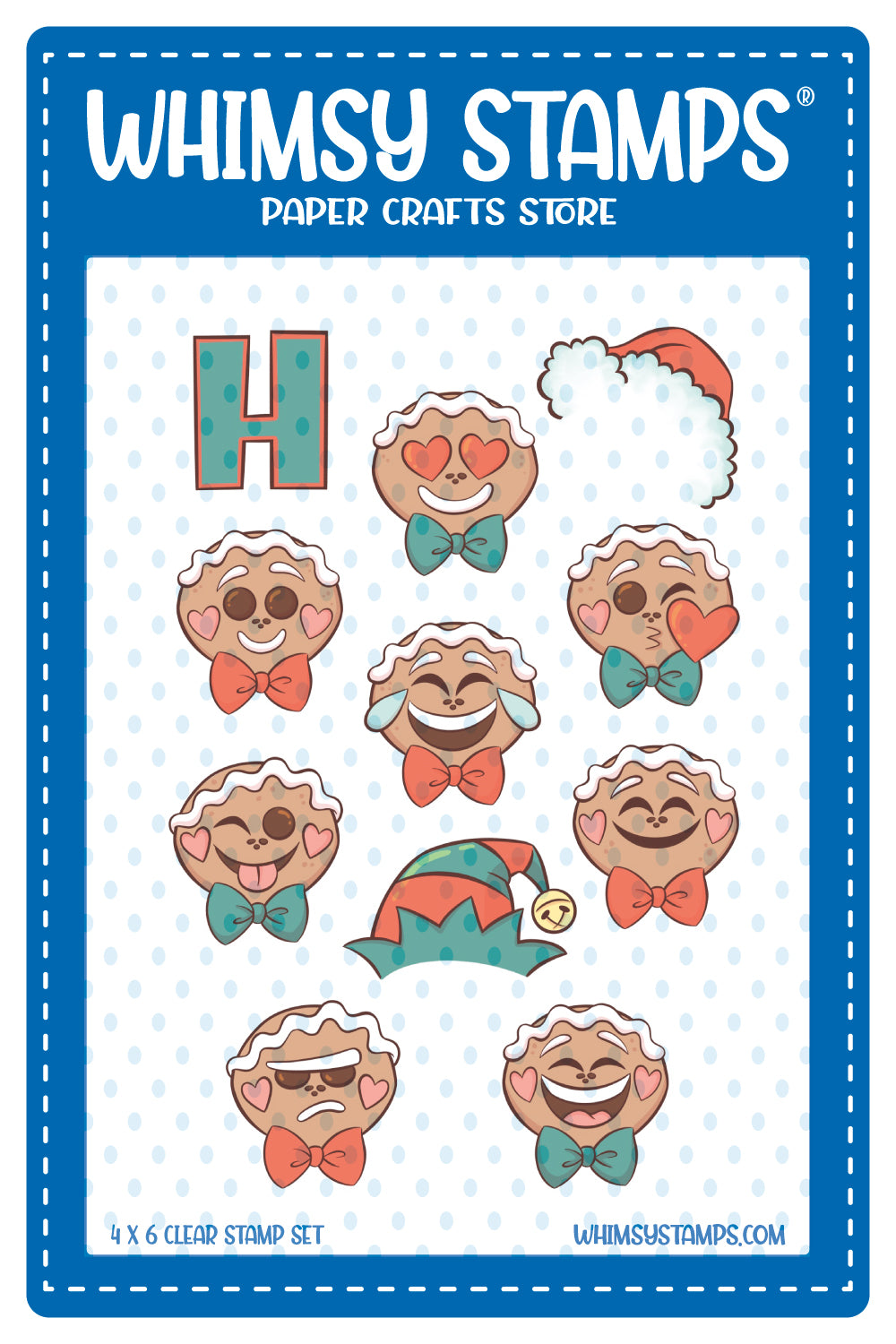 **NEW Ho Ho Ho GIngerbread Emojis Clear Stamps - Whimsy Stamps